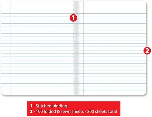 Miniatura 5 de Better Office Products Cuaderno de composición – Tapa dura, rayas anchas (11/32 pulgadas), 100 hojas, un sujeto, 9.75 x 7.5 pulgadas, cubiertas