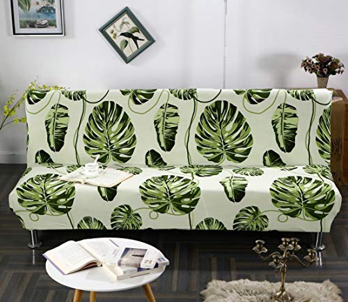 AZZXZONa Funda De Sofá Cama Sin Brazos Estiramiento De Poliéster Protector De Funda De Futón Sofá Plegable De 3 Plazas Sofá Protector De Sofá Se Adapta A La Hoja De Plátano Verde Plegable