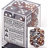 Gemini 16mm d6 Copper-Steel w/white Dice Block 12 pipped dice