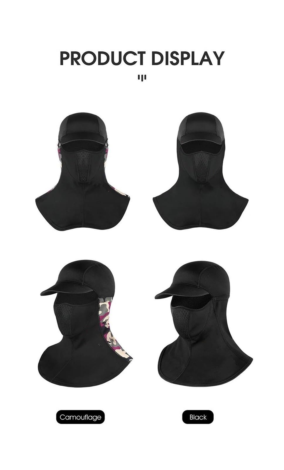 Winddicht Warm Sturmmaske Winddicht Halswärmer Wi Motorrad Halten Maske Winter Warm Radfahren Kappe Männer Frauen Sport Schal Hals Wärmer Ski Fahrrad Motorrad Laufende Kopf Kappe Fahrrad Hut(Black)