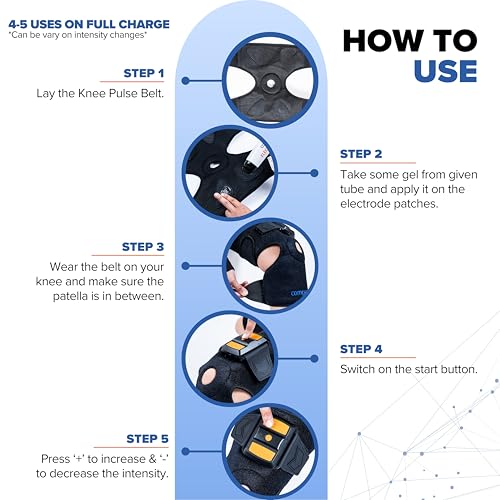 Image of COMPANIO Cordless Knee Massager with TENS for Men & Women - 30 Adjustable Intensity Levels, 3 Modes - Relief from Knee Pain, Joint Pain, Swelling & Arthritis - Rechargeable, Portable - Muscle /Nerve Stimulator with Electrode Gel - No Side Effects - Physiotherapy, Massage & Cramps Therapy