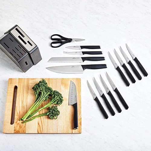 Select By Calphalon™ Self-Sharpening Knife Set With Block, Cutlery Set, 15-Piece, With Sharpin™ Self-Sharpening Knife Block, Dark Wood #TOP1