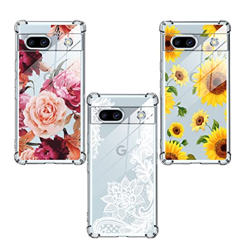 Coque Google Pixel 7A silicone transparent haute résistance et motif fleur élégant