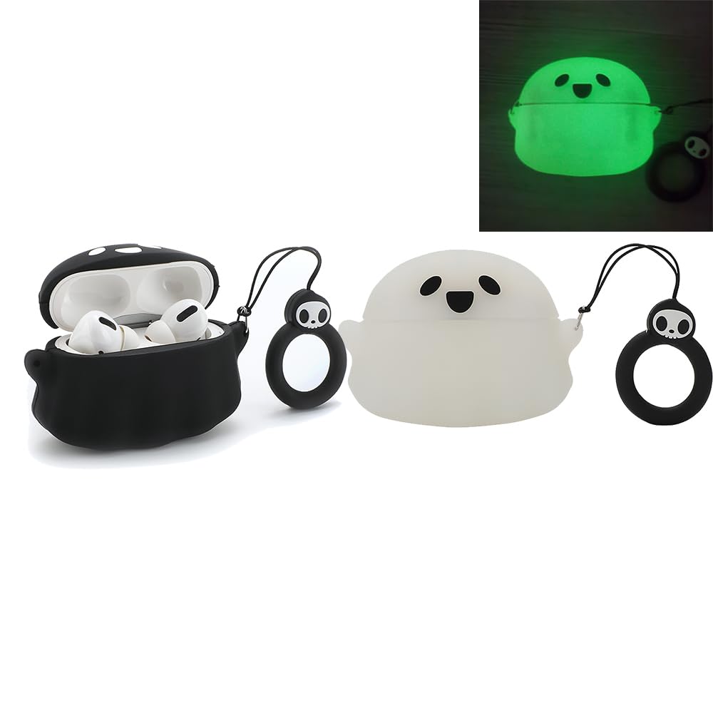 AirPods Pro Ghostデザイン Amazon.com: 【2 Pack】 3D Black+White(Glow in The Dark) Ghost Case