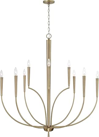 Capital Lighting 445901AD Holden Modern Large Candle Chandelier, 10-Light 600 Total Watts, 43" H x 40" W, Aged Brass