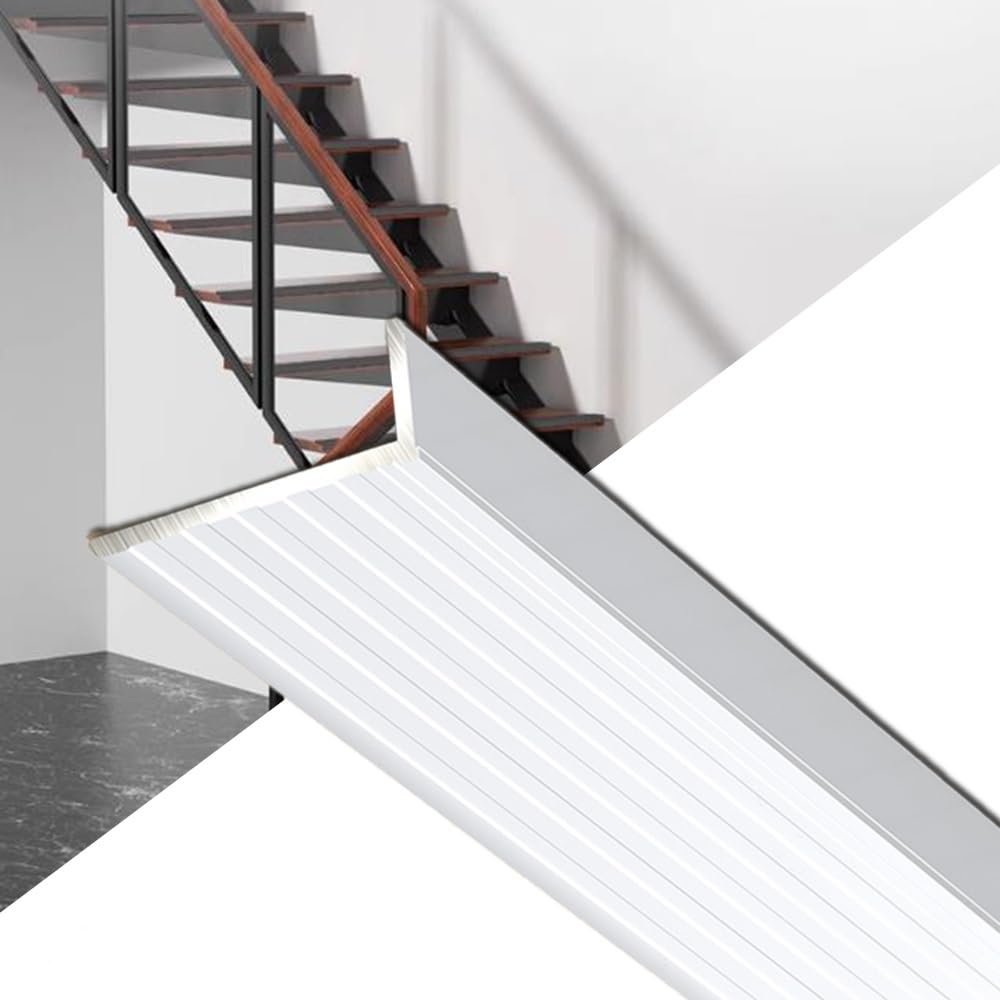 Cantonera De Escalera De Metal Antideslizante De 120cm 90cm 110cm 150cm, Perfil De Aluminio Para Escaleras Exteriores(Silver-3pcs,140cm/55in)