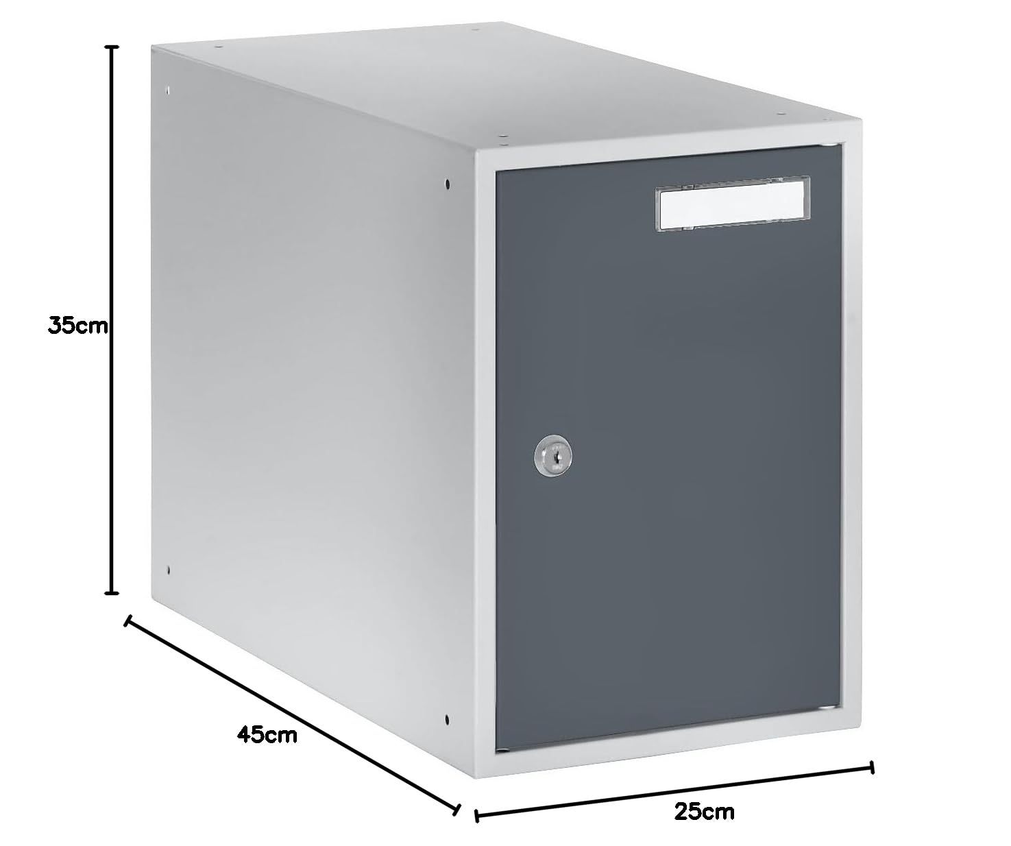 Casier verrouillable 350 x 250 x 450 mm porte en tôle pleine gris clair/gris basalte