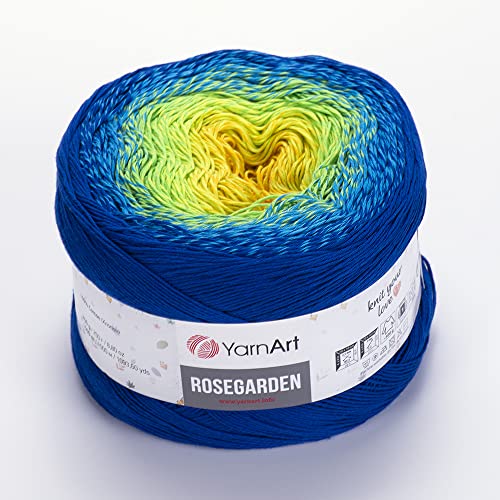 Image of Yarn Art Flowers Rosegarden 100% Cotton 250gr 8.80 oz 1094yds Multicolor Cotton Yarn Rainbow Crochet Yarn Spring Summer (320)