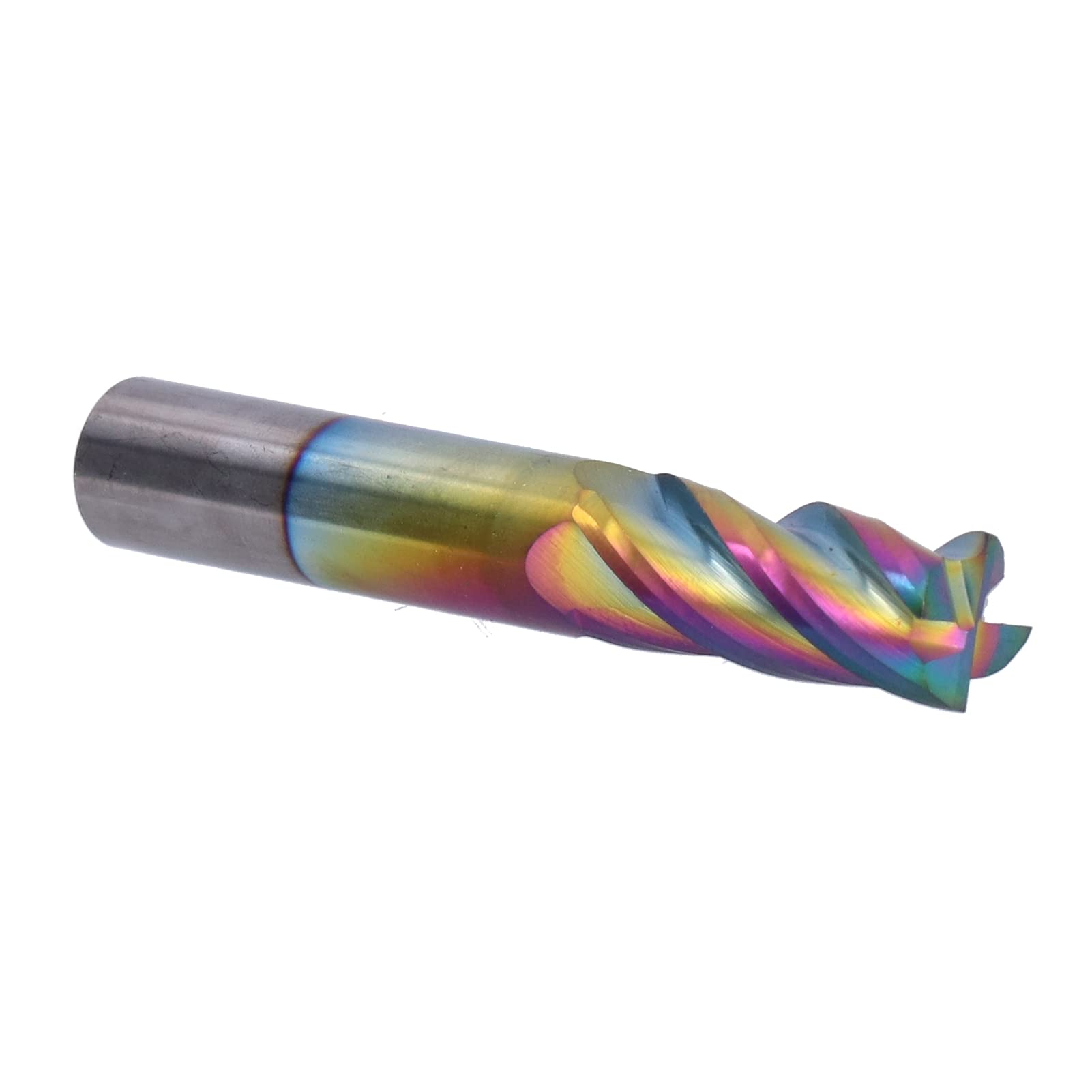Professional Tungsten Steel CNC Milling Cutter, 4 Blade 50° Spiral Router Bits, Colorful, D12 X D12 X 75L, for Metal Processing and Engineering Fields