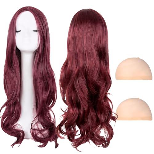 GWAWG Perruque de vague longue de 27 pouces pour femmes dames, cheveux pleins bouclés cheveux synthétiques pour la fête Cosplay, robe fantaisie...