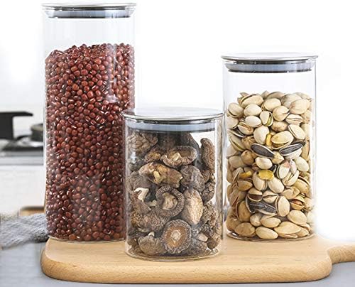 Smofax Glass Storage Jars Airtight Kitchen Food Storage Containers Clear Glass Canister Set Jar with lids for Preserving Coffee Tea (2, 25oz-8.5x15cm)