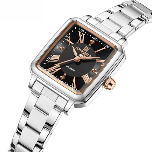 NAVIFORCE Gold Watches for Women,Ladies Dress Waterproof Wrist Watch,Square Case Roman Dial — view 2