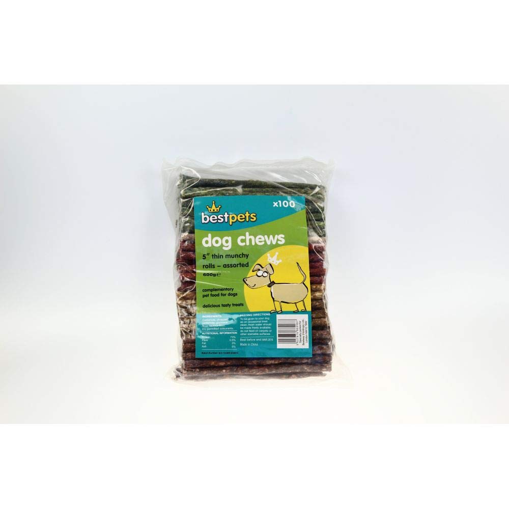 PET-573154 Bestpets Rolls Thin Assorted 5" (100pcs) Pack of 100