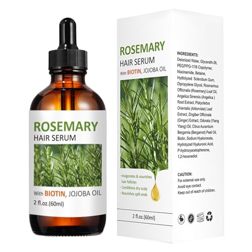 Aceite de romero para el cabello, 60 ml, aceite de romero orgánico para el crecimiento del cabello, estimula el crecimiento del cabello para hidratar y reparar el cabello seco y dañado y para el