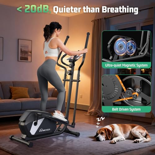 Image of ANCHEER Elliptical Exercise Machine, Elliptical Machine for Home with Ultra-Smooth Magnetic Drive, Elliptical Trainer with 14 Levels Resistance & Pulse Sensor, LCD Monitor, Device Holder, 15 inch Stride