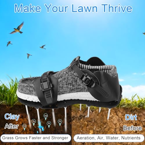 Chaussures aération gazon pour raviver les sols compactés de votre cour