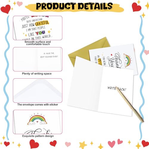 Image of Sabary 24 Set Lovely Thank You Cards with Envelope, Birthday Appreciation | 8 x 5.3 Inch Appreciation Greeting Card, Thank You for Being Your Incredible Self, Coworker Friend Teacher Student Xmas Gift