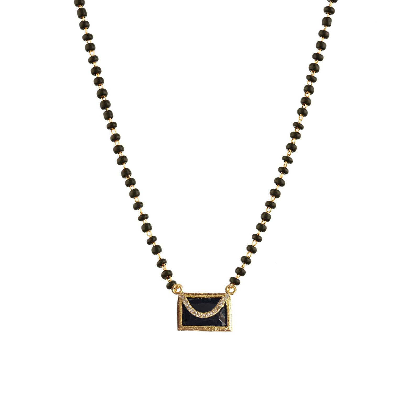 DENICRAAS Womens Pride Gold Plated Mangalsutra 18 inch Length Golden Antique Design with Black Beads Single Line Layer Chain Necklace Western Jewellery for Girls (Black) (B0CJMM4LCP) Amazon Price History, Amazon Price Tracker