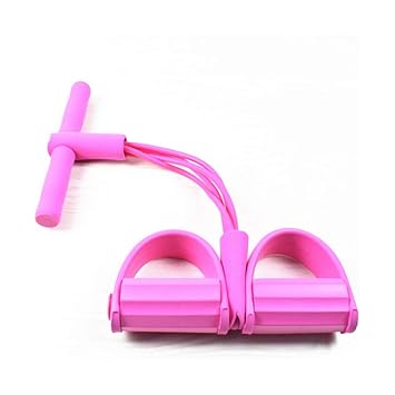 Layfuz Workout Fitn Equipment wi 4 Tubes Foot Pedal Elastic Pulling Rope & Handle for Body Building Abdomen Waist Arm Leg Stretching Slimming Training Sit Up Device