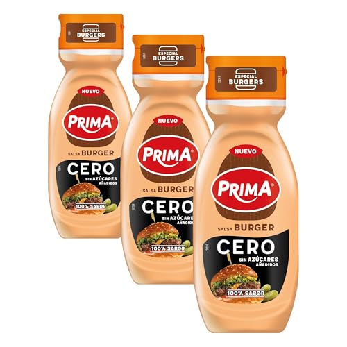 Prima Salsa Burger Cero, sin azúcares añadidos, 260 g (Paquete de 3)