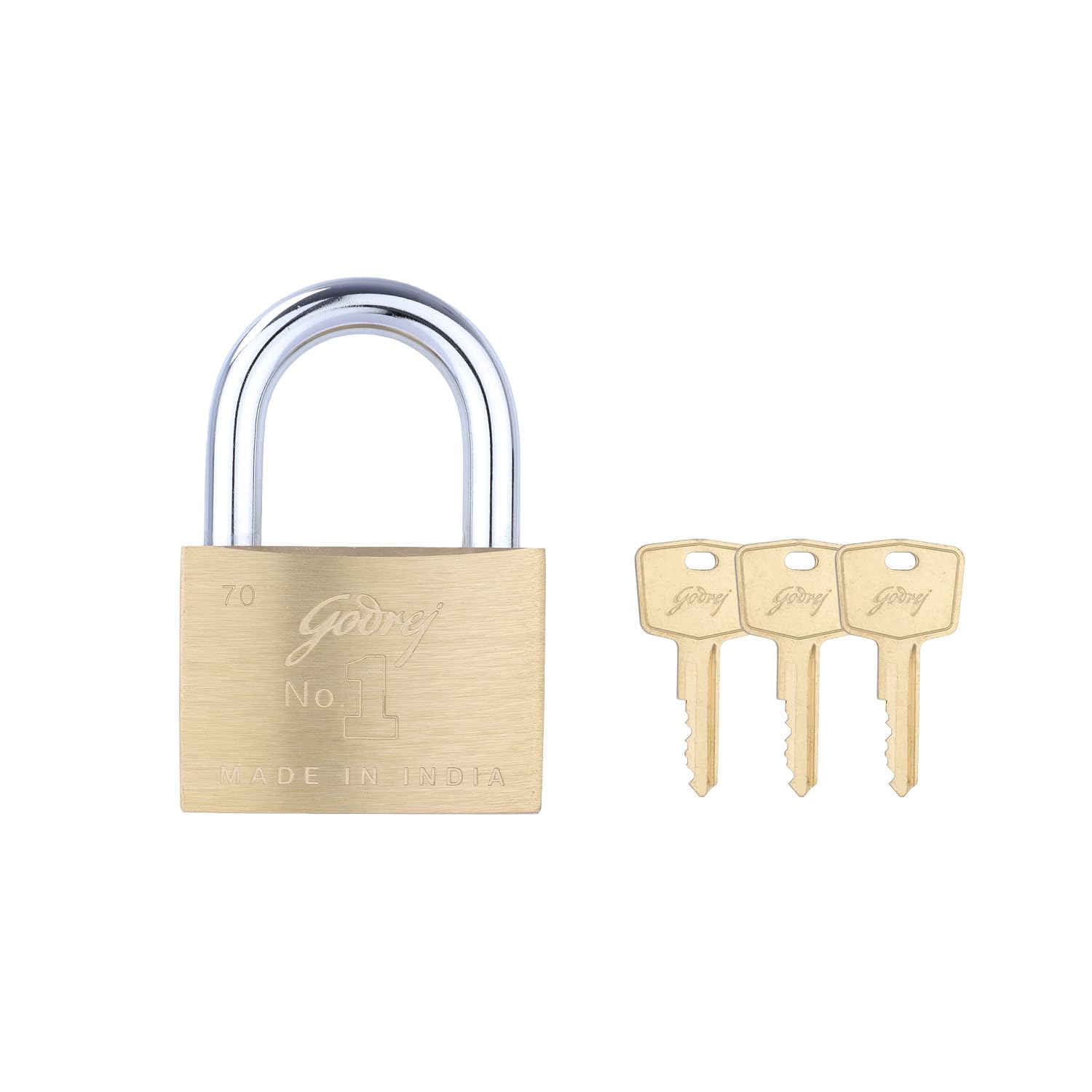 Godrej Locks I Godrej No.1 Lock I Pin Cylinder I Padlock for Main Door I Lock for Tool Box, Shutters, Shops & Offices I Corrosion Resistant Shackle (70mm, 1) | 1 Years Warranty