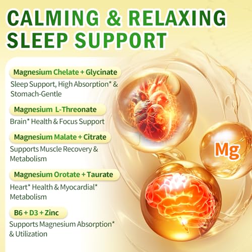 Image of Magnesium Complex for Women & Men with Cortisol Support, D3, Zinc, 7 Forms Magnesium Supplement (2 Bottle 480 Capsules)