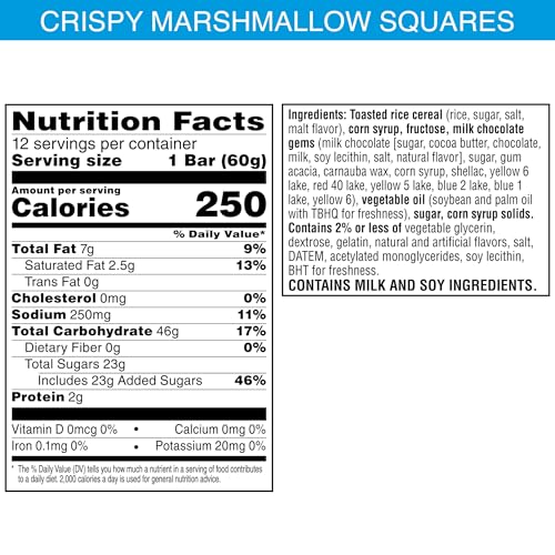 Image of Rice Krispies Treats Mega Bars Large Marshmallow Snack Bars, Kids Snacks, Rainbow, 25.3oz Box (Bars), 12 Count (Pack of 6)