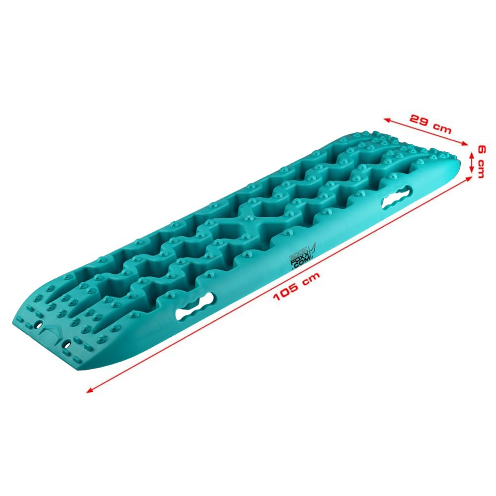 ROCKFOXX Anfahrhilfe Schlamm Schnee Sand Berge Boards Sandbleche Offroad 10 Tonnen Paar grün Recovery Board für Wohnmobil Geländewagen PKW SUV Pick UP Quad Traktionsmatte Gripmatte
