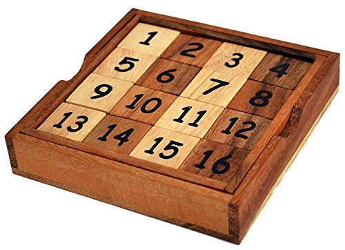 Ohne Fleiss, Ohne Fleiß kein Preis Knobelholz Slide 15 Schiebespiel aus Holz mit Zahlen Geduldspiel Knobelspiel Lernspiel Rechenspiel