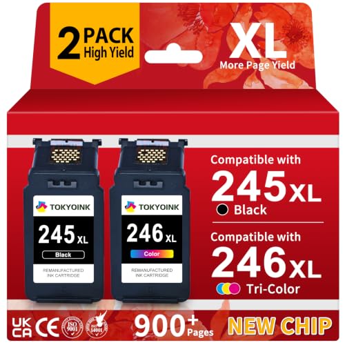 Image of TOKYOINK 245XL 246XL Ink Cartridges Replacement for Canon 245XL 246XL Combo Pack PG-245XL CL-246XL for Pixma MX490 MX492 MG2522 TR4520 TR4500 TS202 TS3322 TS3122 iP2820 MG2420 MG2922 PG245 (2 Pack)