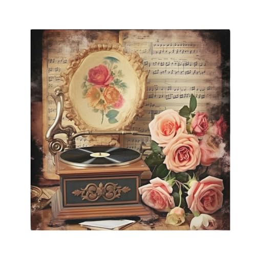 Servilletas de tela cuadradas Satin Retro Phonograph x6 miniatura 1