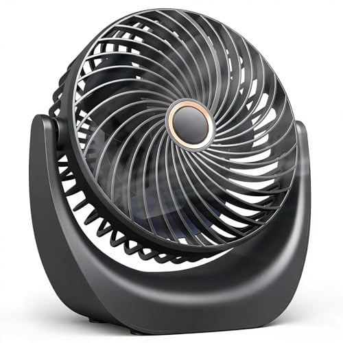 USB Desk Fan 4000mAh Mini Desktop Fan 5 Speed Portable Table Fan 360 Adjustable Handheld Fan Mini Fan rechargeable Ideal for Offices Bedrooms Travel Camping(Glossy Black)