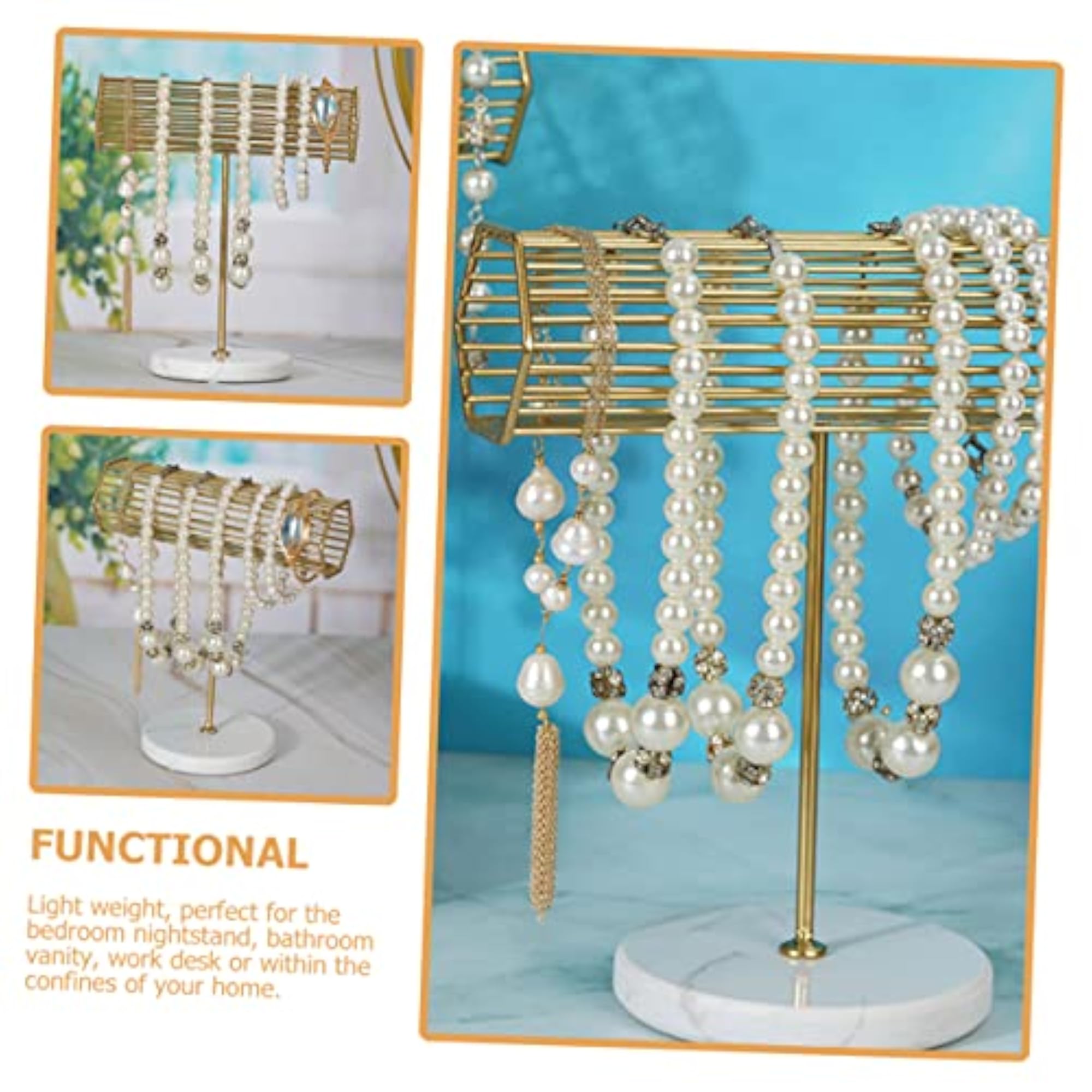 Metallic Hexagonal Watch and Bracelet Display Stand, Gold