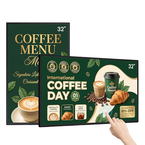 Image of 32-Inch Wall Mount Digital Signage, 10-Point Touch FHD Commercial Display