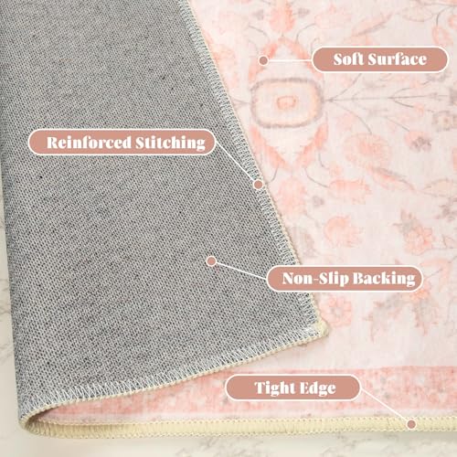 Tapete decorativo lavable 5x7 rosa floral boho miniatura 6