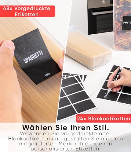 Foto von Deco haus® Vorratsdosen mit Deckel 24 Set L - Aufbewahrungsbox Küche Luftdicht Vorratsbehälter - Frischhaltedosen Behälter aus Plastik Mit Deckel - Vorratsgläser zur Aufbewahrung von Müsli, Mehl