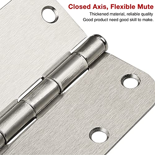 30 Pack Nickel Door Hinges Satin Nickel 3.5 X 3.5 Inch Interior 3 1/2 Inch Door Hinges Brushed Nickel Rounded 5/8" Radius Corners Iron Bifold Silver Residential Hinges For Doors Hardware Controls #TOP3