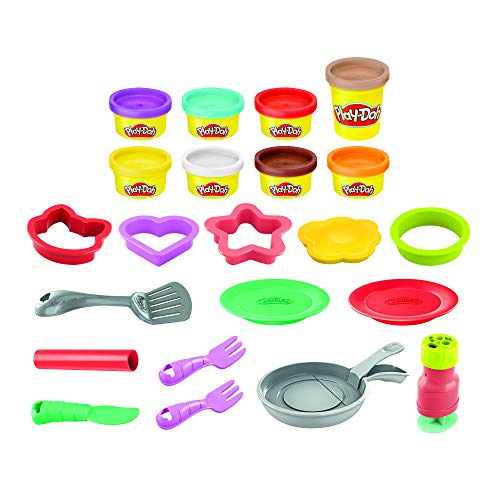 Play-Doh Kitchen Creations Flip 'n Pancakes Playset 14-Piece Breakfast Toy for Kids 3 Years and Up with 8 Non-Toxic Modeling Compound Colors Alabama 