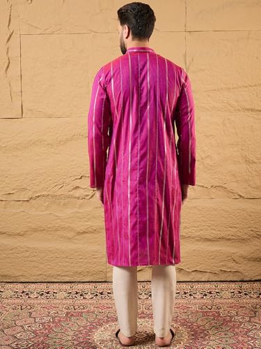 Image of Men's Embroidered Solid Calf Length Kurtas | Men | Kurtas for Mens | Straight Fit Kurta for Men's