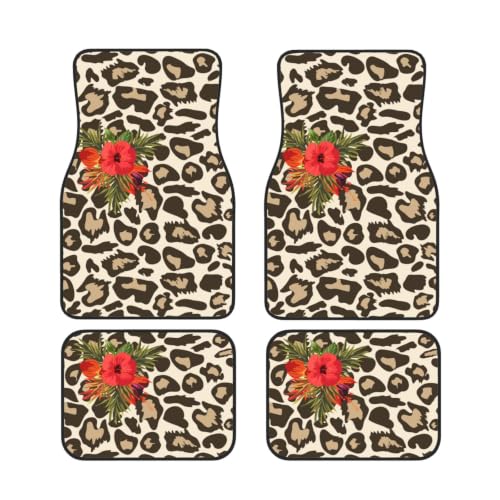 Alfombrillas para coche de hibisco y leopardo ideales para viajes familiares y proteger el suelo