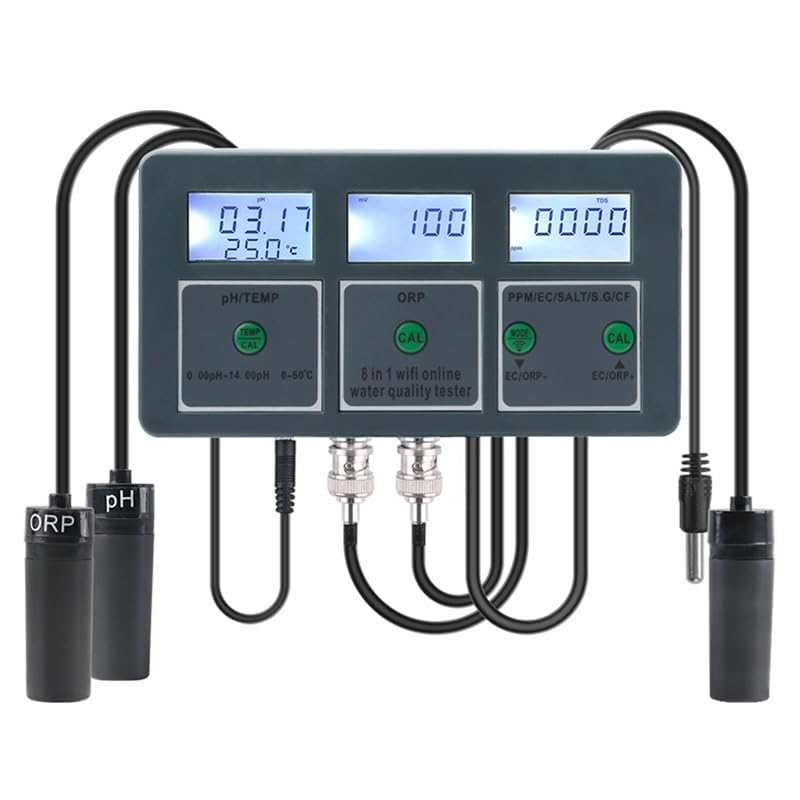 Smart PH ORP TDS EC Salt Temp Monitor Meter Online Aquarium Controller Digital Water Quality Tester Data Logger(EU Plug)