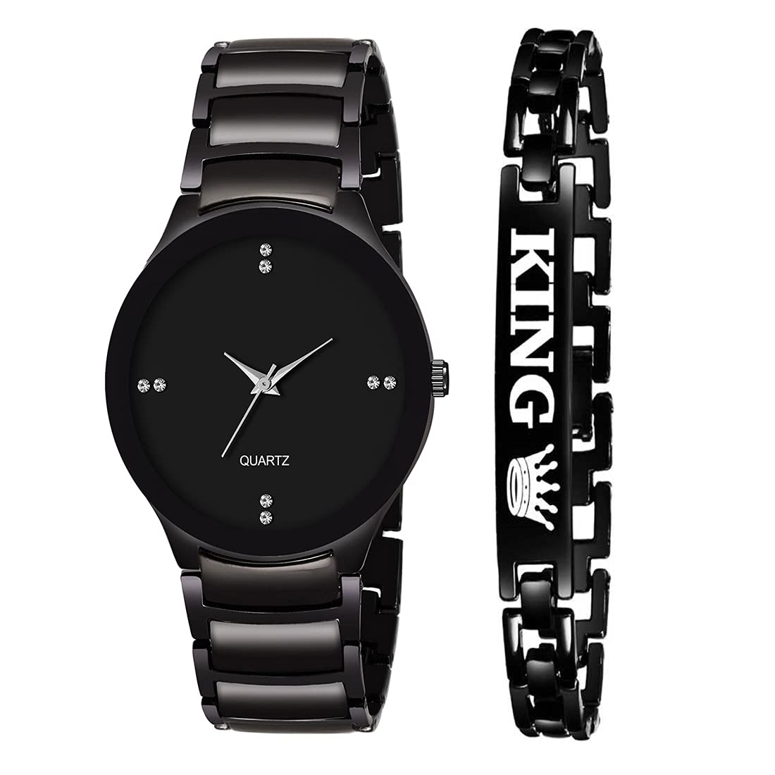Goldenize Fashion Analogue Full Black Dial And King Chain Bracelet Mens Watch Combo (B08CRKGSZB) Amazon Price History, Amazon Price Tracker