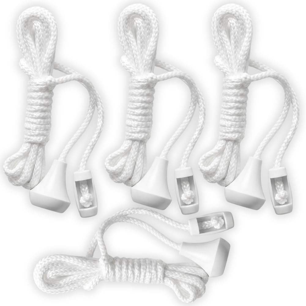 315 Supplies White 4 Pack Bathroom Pull Cord Replacement – 1.5M Nylon Ceiling Light Switch Cord – Easy Install Spare Pull String For Bathroom, Toilet & Ceiling Switches (4 Pack)