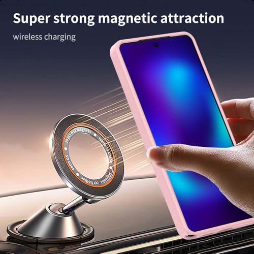 Image of VONZEE Compatible with Samsung Galaxy S26 Ultra 5G Case Luxury Retro Flowers Floral Clear for Magnetic Wireless Charging Case Shockproof PC+TPU Cute Glossy Shiny Cover for Girls Women, Pink