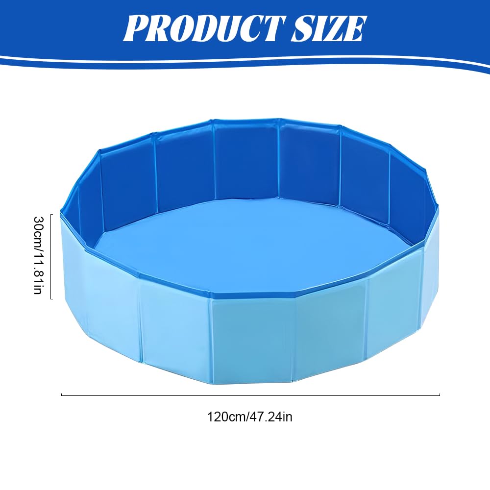 Piscina per Cani, 120 x 30 cm Piscina Cani Pieghevole con Valvola di Scaric, Piscina per Cani di Piccola, Media e Grande Taglia, Stabile PVC, Blu