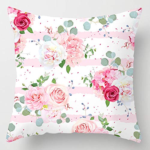 Cushions 50x50cm Flowers And Leaves Cushions Cotton Linen Outdoor Cushions for Living Room Sofa Bedroom Office Cushion with Invisible Zipper Decorative Square Garden Cushions