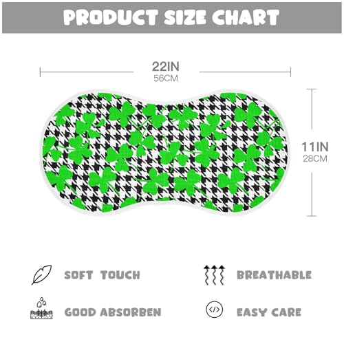 Houndstooth Clover Leaves Baby Burp Cloths Baby Bibs Burp Clothes Cotton Burping Cloths for Babies Burp Cloth Curved Absorbent Washcloths for Newborn Baby Boy Girl Essentials,2 Pack3