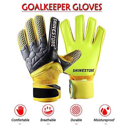 Shinestone Goalkeeper Goalie Gloves, Youth Adult Kids Soccer Football Goalkeeper Goalie Gloves With Strong Grip And Finger Protection To Prevent Injuries(Yellow,Child Size 7) #TOP2