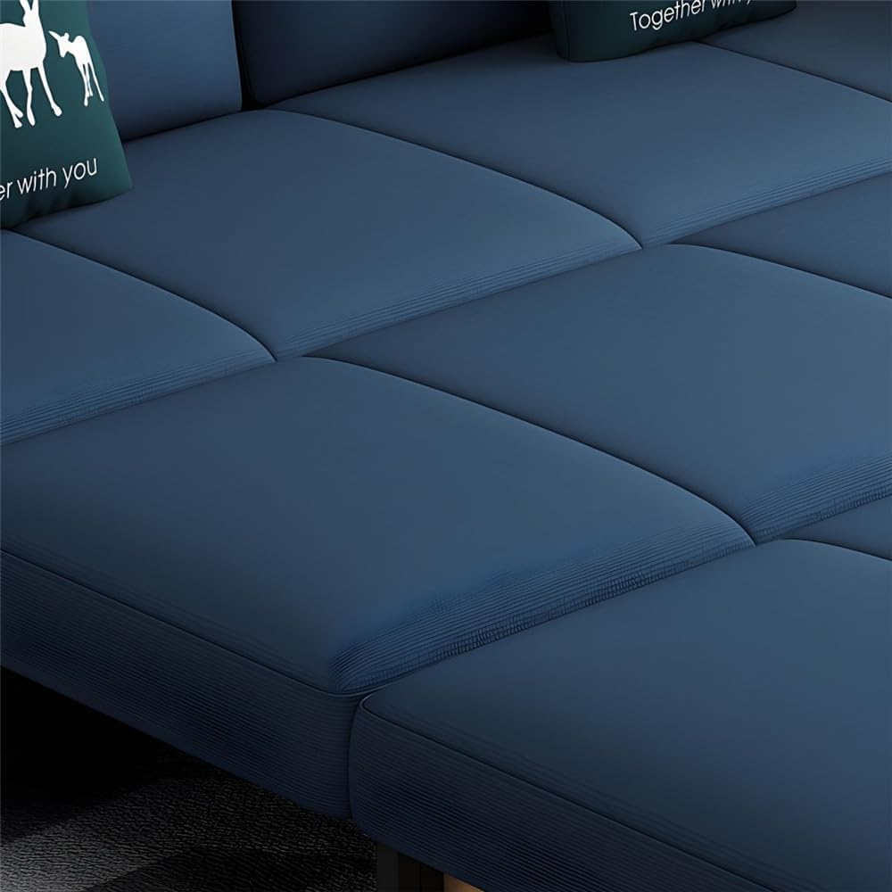 NIUYAO Futon Sofa Pull Out Bed 3-in-1 Convertible Sleeper Futon Couch Modern Cotton Square Arm Sofa Bed for Living Room Small Space Apartment -47" L x 32.5" W x 33.5" H Latex Storage Not Included