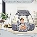 Wilhunter Baby Ball Pit for Toddler with 50 Balls, Kids Pop Up Play Tent for Girls, Princess Toys Gifts for Children Indoor & Outdoor Playhouse (Black: Gray/White/Babyblue, 109x90cm/50 Balls)